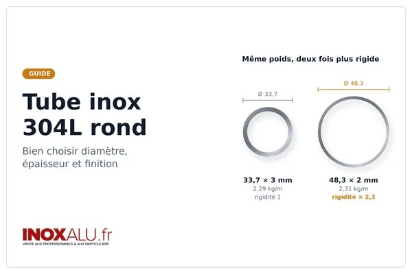 Tube inox 304L rond : bien choisir diamètre, épaisseur et finition