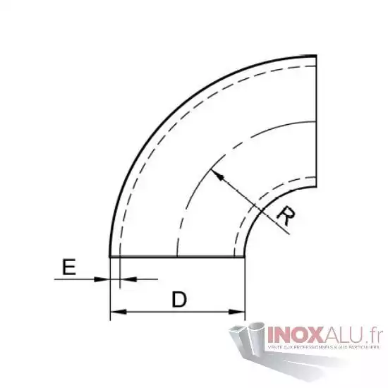 Coude 90° 21.3x2mm Inox 304L