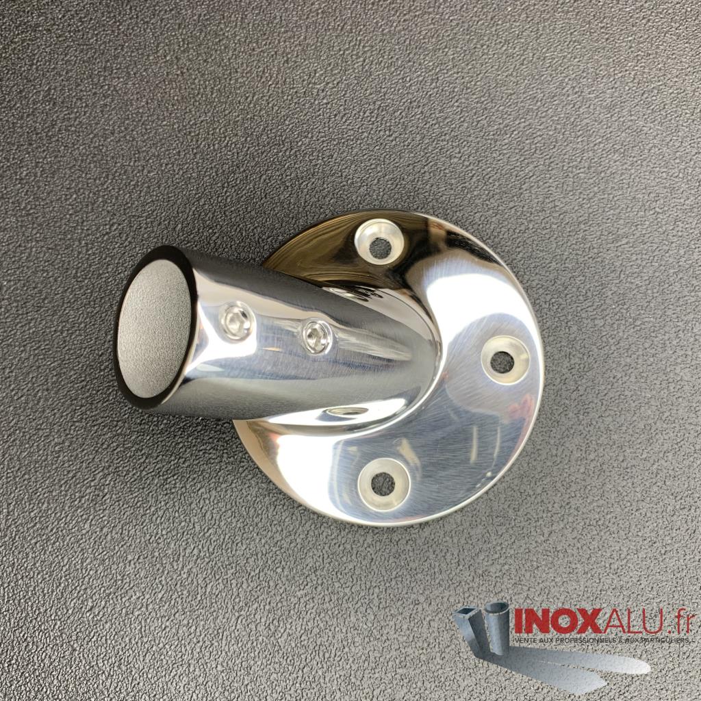 Platine D'embase Ronde à 45° En Inox 316 De Luxe - Diamètre 25mm - Fabriqué En France