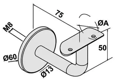 Support mural inox 316L fixe fixation 3 vis