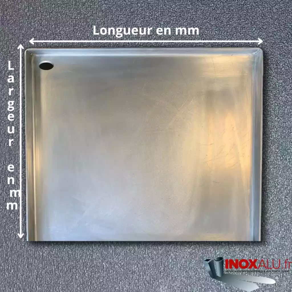 Plancha inox 3 rebords ep 4mm trou au fond à gauche