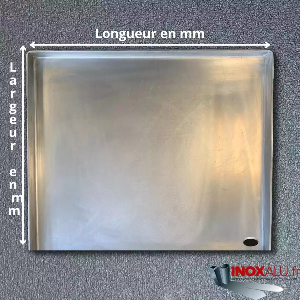 Plancha inox 3 rebords ep 4mm trou devant à droite