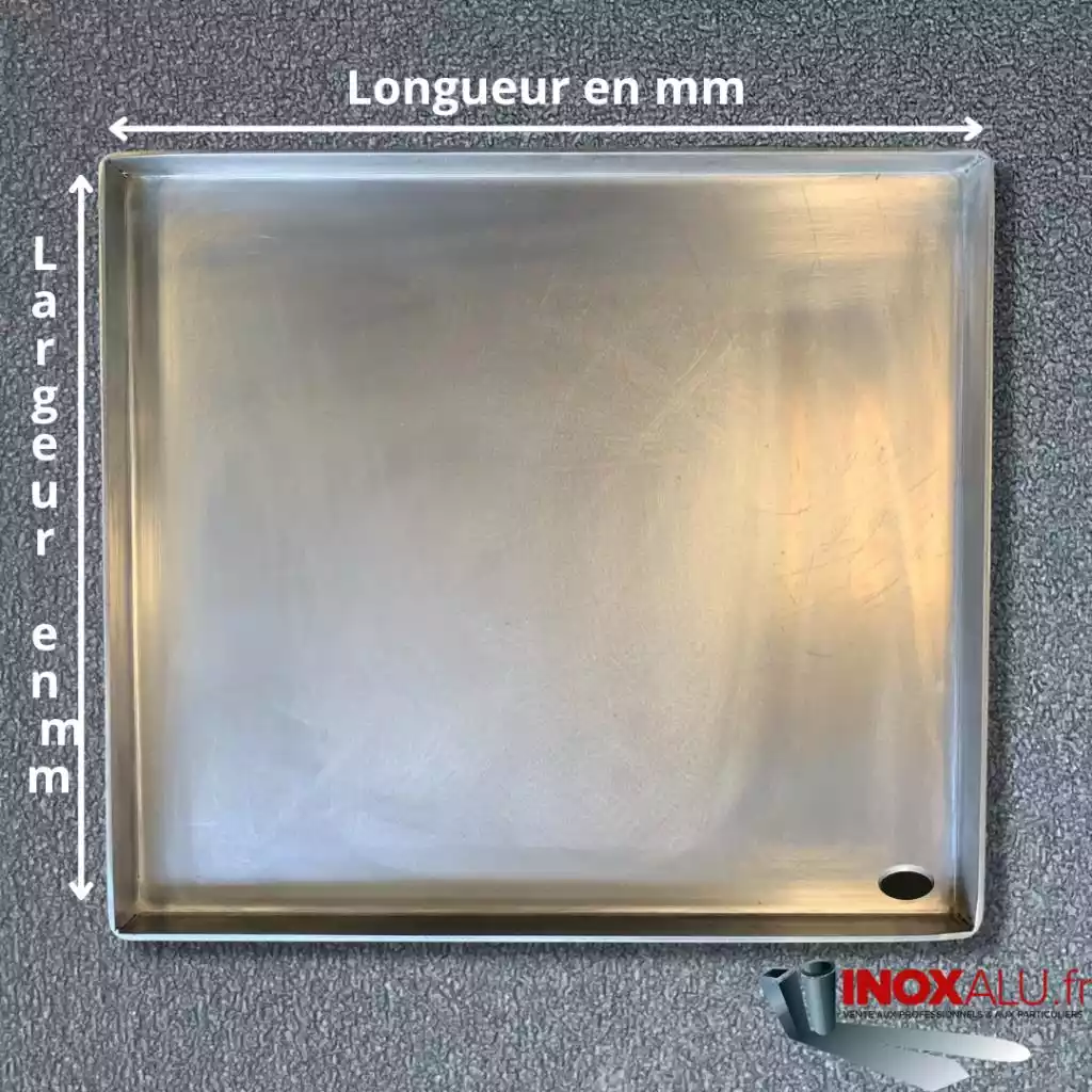 Plancha inox 4 rebords ep 4mm trou devant à droite