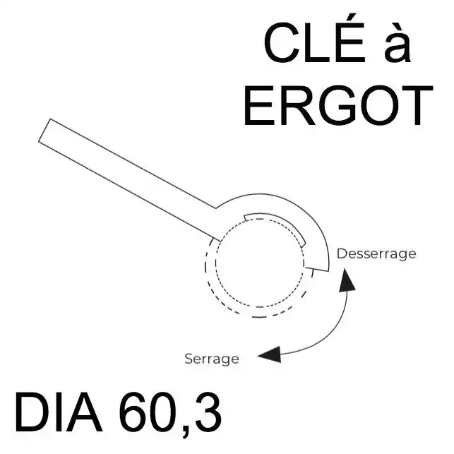 Clé Ergot Dia 60,3 pour Borne Amovible 