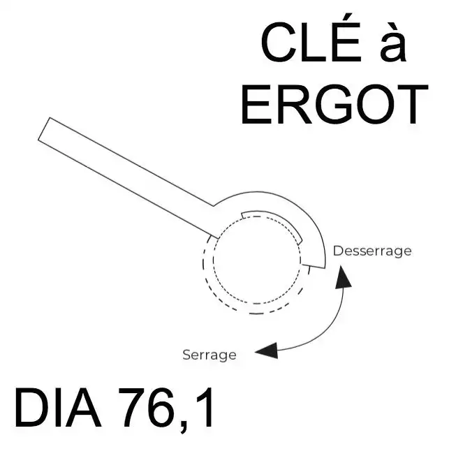 Clé Ergot Dia 76,1 pour Borne Amovible 