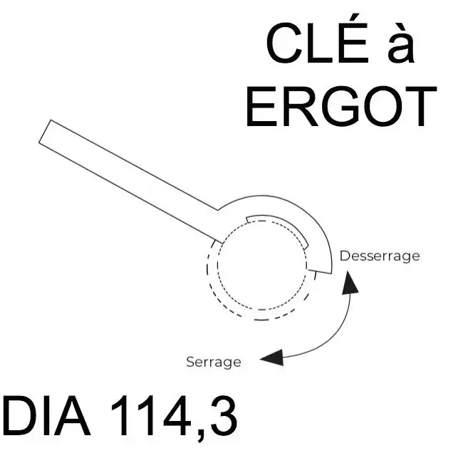 Clé Ergot Dia 114,3 pour Borne Amovible  