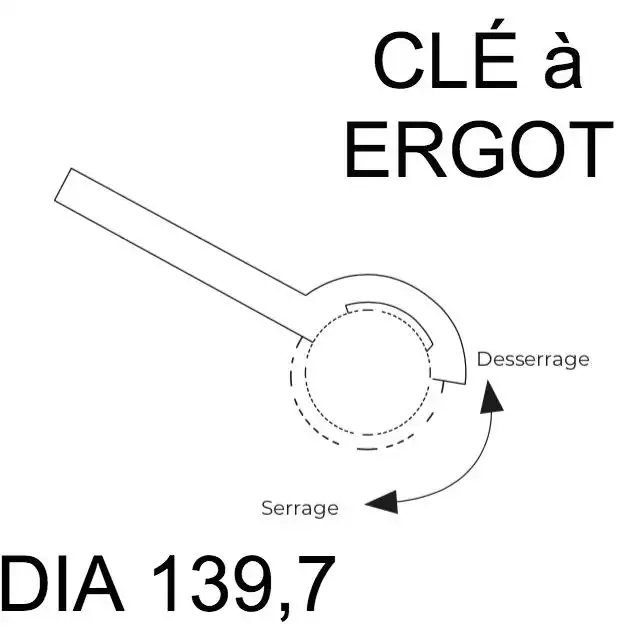 Clé Ergot Dia 139,7 pour Borne Amovible 