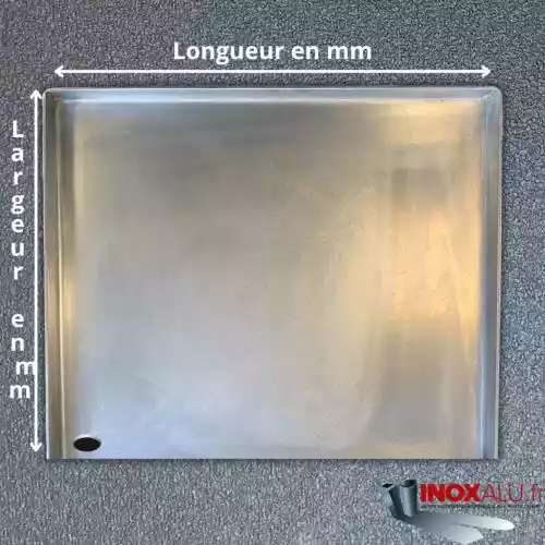 Plancha inox 3 rebords ep 4mm trou devant à gauche