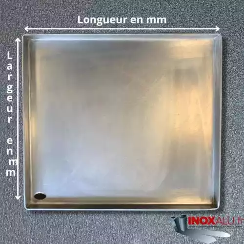 Plancha inox 4 rebords ep 4mm trou devant à gauche