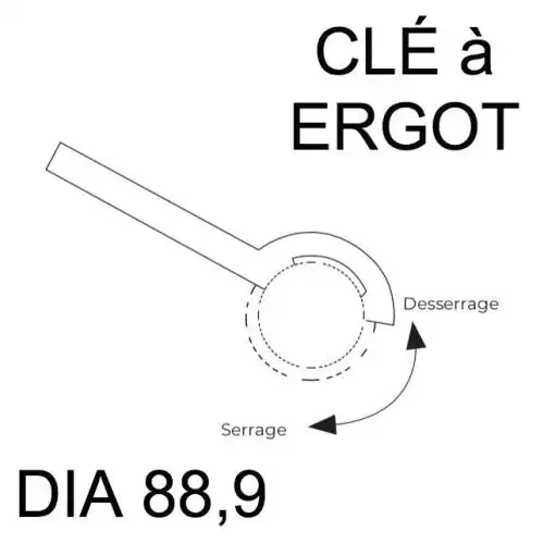 Clé Ergot Dia 88,9 pour Borne Amovible 