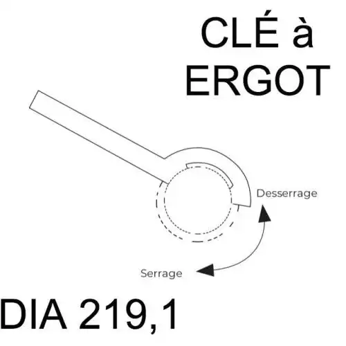 Clé Ergot Dia 219,1 pour Borne Amovible 