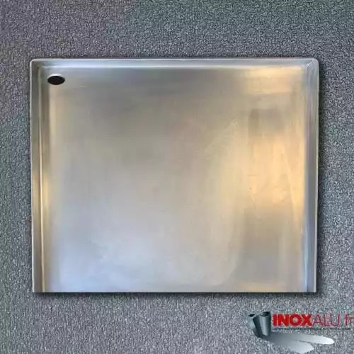 PLANCHA INOX 3 Rebords avec trou d'évacuation