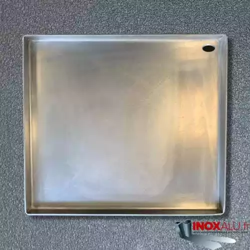 PLANCHA INOX 4 Rebords avec trou d'évacuation